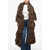 DSQUARED2 Solid Color Wool Maxi Scarf With Fringes Brown