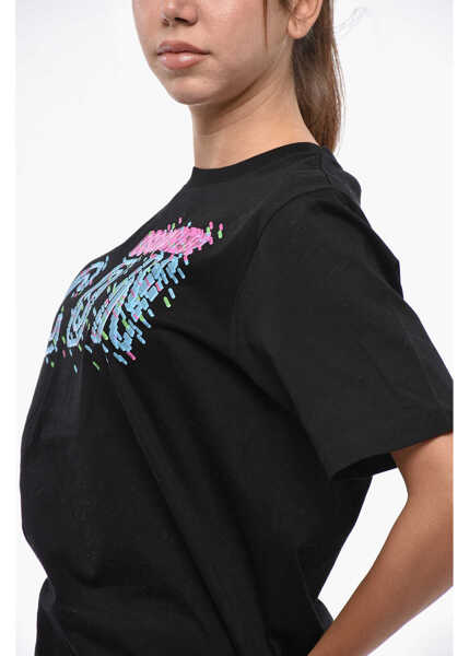 Tricouri DSQUARED2 Icon Cotton Easy Crew-Neck T-Shirt With Print Black Femei (BM 19234781) 2