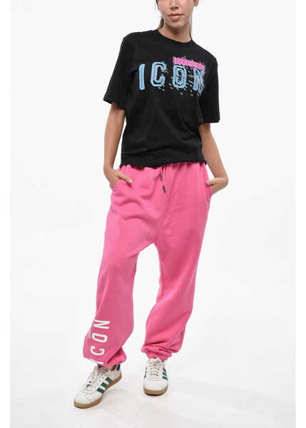 Tricouri DSQUARED2 Icon Cotton Easy Crew-Neck T-Shirt With Print Black Femei (BM 19234781) 4