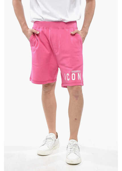 Pantaloni scurti DSQUARED2 Icon Solid Color Relax Fit Shorts With Printed Logo Pink Barbati (BM 19234790) 1
