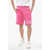 DSQUARED2 Icon Solid Color Relax Fit Shorts With Printed Logo Pink