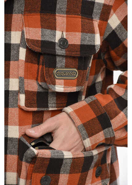 Jachete DSQUARED2 Checked Americana Overshirt With Faux Fur Inner Multicolor Barbati (BM 19234805) 3