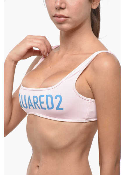 Sutiene DSQUARED2 Logo Printed Bandeau Bikini Top Pink Femei (BM 19234808) 2
