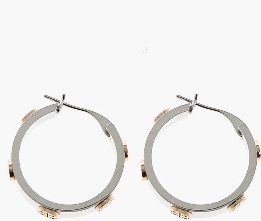 Cercei Tory Burch Silver And Golden Effect Miller Earrings With Studs Silver Femei (BM 19234811) 3