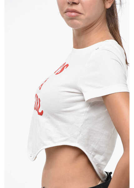 Tricouri DSQUARED2 Solid Color Mini Fit T-Shirt With Contrasting Print White Femei (BM 19234889) 2