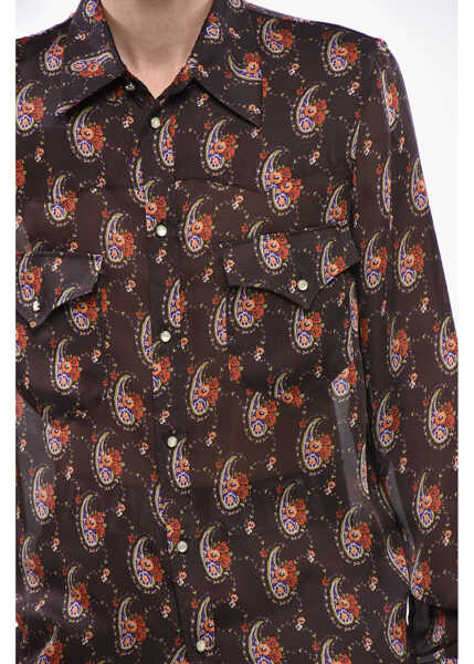 Camasi casual DSQUARED2 Bandana Motif Western Shirt With Snap Buttons Brown Barbati (BM 19234898) 3