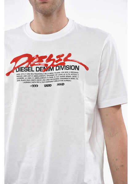 Tricouri Diesel Crew Neck Cotton T-Shirt With Embossed Print White Barbati (BM 19234901) 3