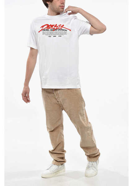 Tricouri Diesel Crew Neck Cotton T-Shirt With Embossed Print White Barbati (BM 19234901) 4