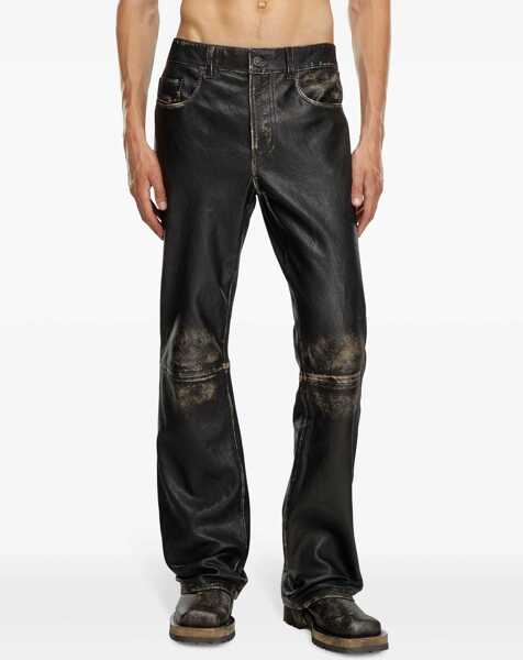 Pantaloni casual Diesel 5-Pocketed P-Blixia Leather Pants Black Barbati (BM 19234904) 3