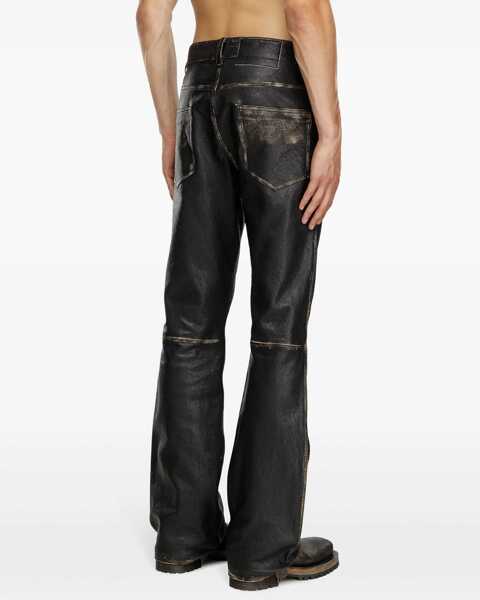 Pantaloni casual Diesel 5-Pocketed P-Blixia Leather Pants Black Barbati (BM 19234904) 4