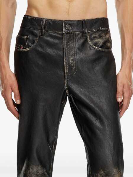 Pantaloni casual Diesel 5-Pocketed P-Blixia Leather Pants Black Barbati (BM 19234904) 5