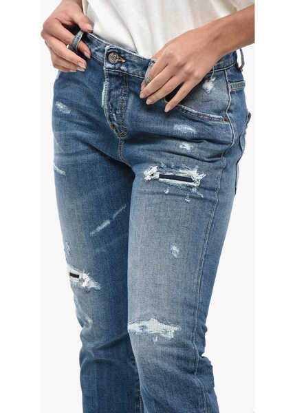Blugi skinny DSQUARED2 Olop Distressed Cool Girl Fit Denims 16Cm Blue Femei (BM 19234913) 2