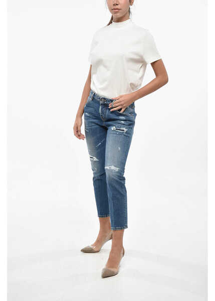 Blugi skinny DSQUARED2 Olop Distressed Cool Girl Fit Denims 16Cm Blue Femei (BM 19234913) 3