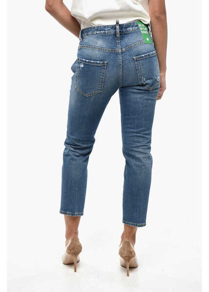 Blugi skinny DSQUARED2 Olop Distressed Cool Girl Fit Denims 16Cm Blue Femei (BM 19234913) 4
