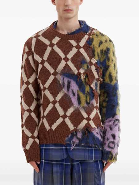 Pulovere Marni Vintage Effect Patterned Crew-Neck Sweater Multicolor Barbati (BM 19234916) 3