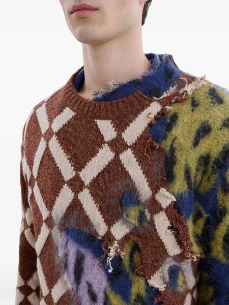 Pulovere Marni Vintage Effect Patterned Crew-Neck Sweater Multicolor Barbati (BM 19234916) 5