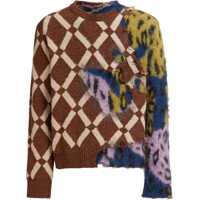 Pulovere Vintage Effect Patterned Crew-Neck Sweater Barbati