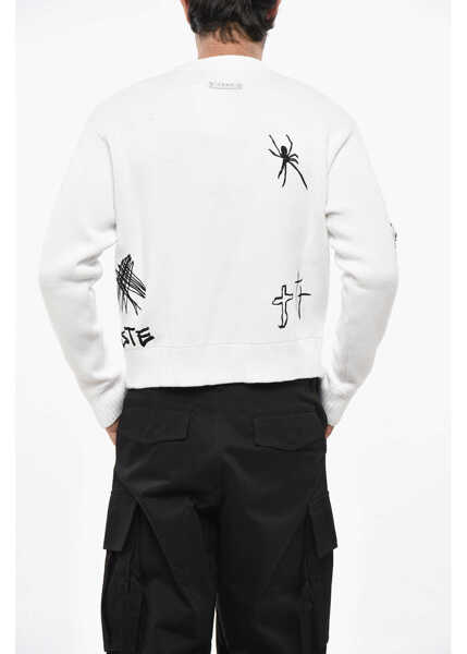 Pulovere 1989 STUDIO Cotton Blend Cropped Fit Crew-Neck Sweater With Embroideries White Barbati (BM 19234919) 2