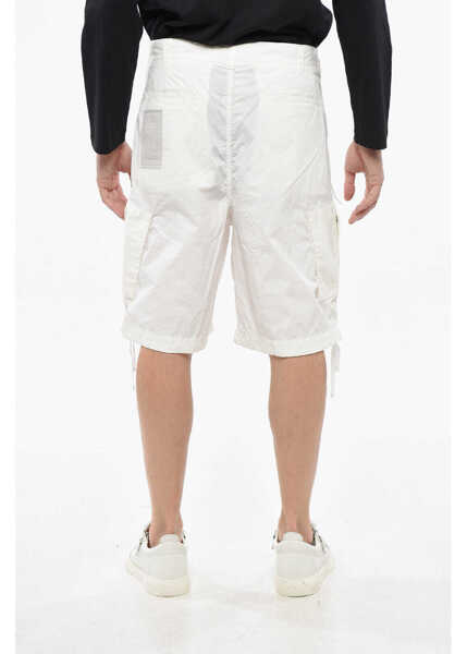 Pantaloni scurti TEN C Solid Color Nylon Cargo Shorts With Belt Loops White Barbati (BM 19234922) 2