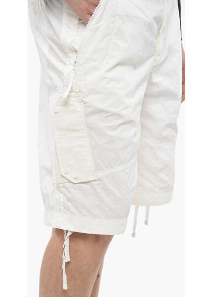 Pantaloni scurti TEN C Solid Color Nylon Cargo Shorts With Belt Loops White Barbati (BM 19234922) 3