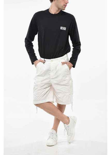 Pantaloni scurti TEN C Solid Color Nylon Cargo Shorts With Belt Loops White Barbati (BM 19234922) 4