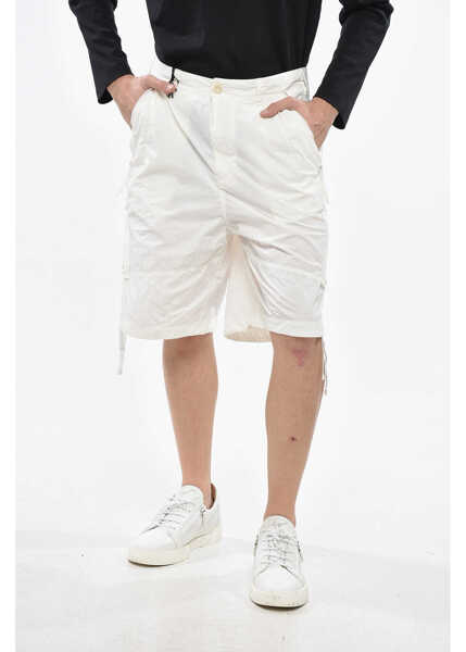Pantaloni scurti TEN C Solid Color Nylon Cargo Shorts With Belt Loops White Barbati (BM 19234922) 1