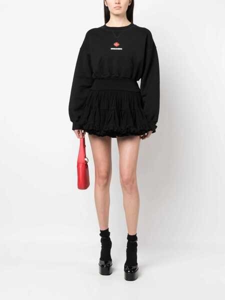 Bluze de trening DSQUARED2 Cropped Crew-Neck Sweatshirt With Embossed Logo Black Femei (BM 19234925) 2