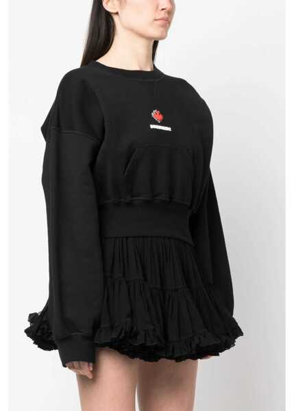 Bluze de trening DSQUARED2 Cropped Crew-Neck Sweatshirt With Embossed Logo Black Femei (BM 19234925) 3