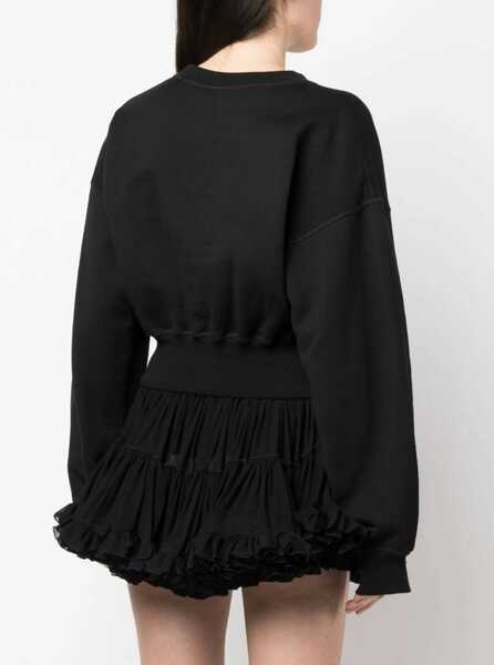 Bluze de trening DSQUARED2 Cropped Crew-Neck Sweatshirt With Embossed Logo Black Femei (BM 19234925) 4