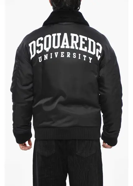 Bomber jacket DSQUARED2 Padded Cyprus Bomber With Fur Neck Black Barbati (BM 19234931) 2