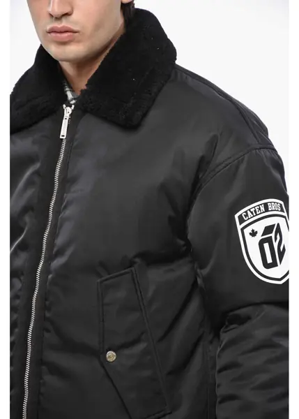 Bomber jacket DSQUARED2 Padded Cyprus Bomber With Fur Neck Black Barbati (BM 19234931) 3