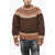 DSQUARED2 Patterned Wool Blend Crew-Neck Sweater Brown