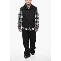 Bomber jacket pentru Barbati - Bomber jacket DSQUARED2 Denim Teddy Overshirt With Check Sleeves Black Barbati (BM 19234943) - B-mall.ro