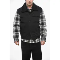 Bomber jacket Denim Teddy Overshirt With Check Sleeves Barbati