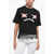 DSQUARED2 Printed Easy Fit Cotton Crew-Neck T-Shirt With Lace Hem Black