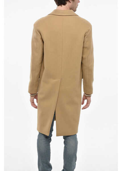 Paltoane DSQUARED2 Virgin Wool And Nylon Varsity Coat With Flap Pockets Brown Barbati (BM 19234955) 2