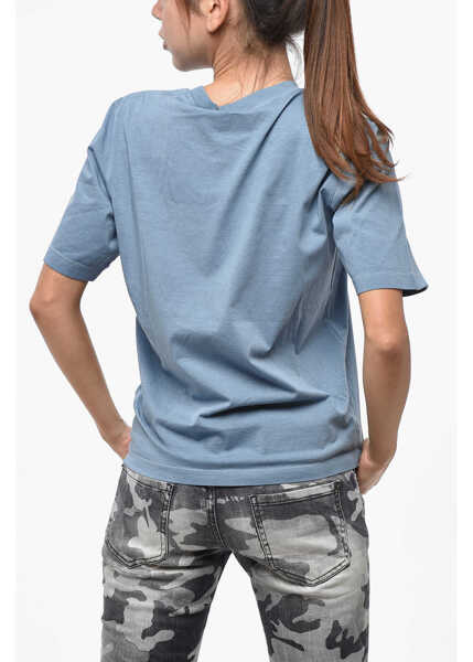 Tricouri DSQUARED2 Printed Easy Fit Crew-Neck T-Shirt Blue Femei (BM 19234961) 3