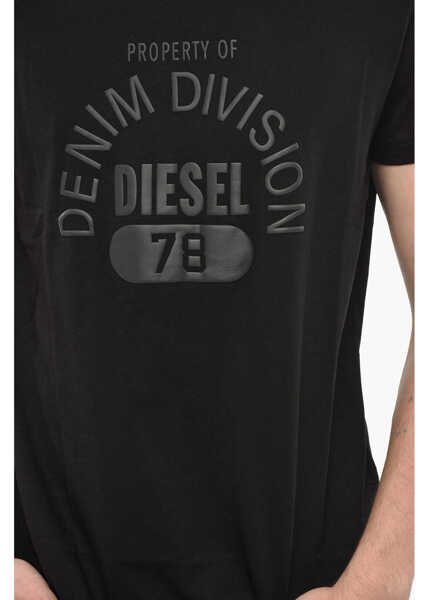 Tricouri Diesel Cotton Diegor T-Shirt With Embossed Print Black Barbati (BM 19238039) 3