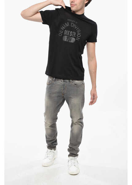 Tricouri Diesel Cotton Diegor T-Shirt With Embossed Print Black Barbati (BM 19238039) 4