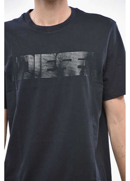 Tricouri Diesel Crew Neck Cotton T-Shirt With Printed Logo Blue Barbati (BM 19238042) 3