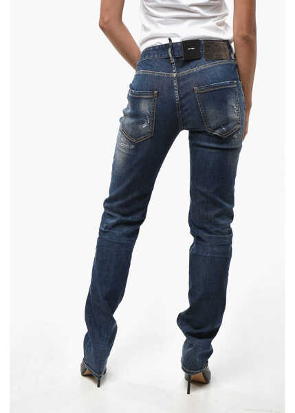 Blugi drepti DSQUARED2 Vintage Effect Stretch Denim 24/7 Jeans 17Cm Blue Femei (BM 19238045) 3