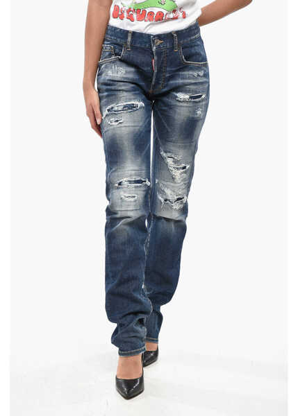 Blugi drepti DSQUARED2 Vintage Effect Stretch Denim 24/7 Jeans 17Cm Blue Femei (BM 19238045) 1