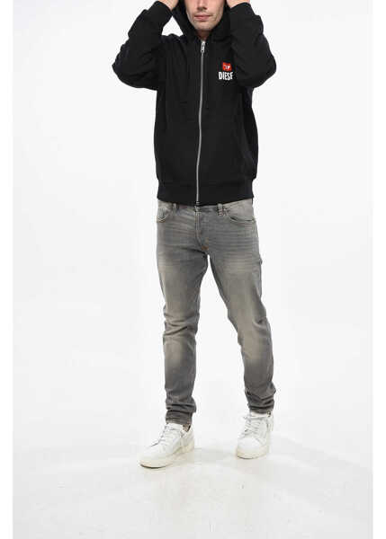 Bluze de trening Diesel Full Zip Hoodie With Printed Logo Black Barbati (BM 19238048) 4