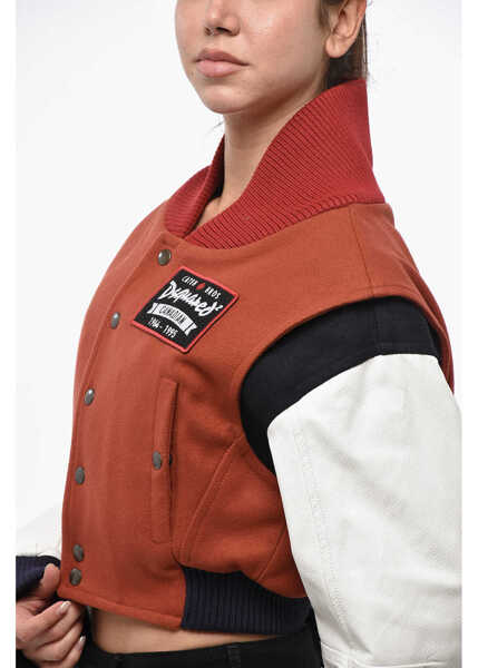 Bomber jacket DSQUARED2 Cropped Fit Varsity Bomber Jacket With Leather Sleeves Multicolor Femei (BM 19238054) 2