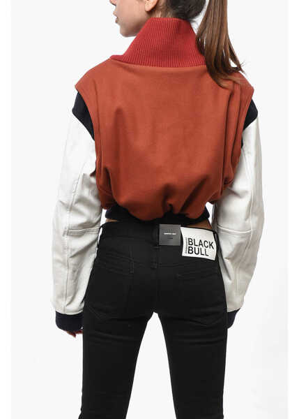 Bomber jacket DSQUARED2 Cropped Fit Varsity Bomber Jacket With Leather Sleeves Multicolor Femei (BM 19238054) 3