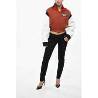 Bomber jacket Dama - Bomber jacket DSQUARED2 Cropped Fit Varsity Bomber Jacket With Leather Sleeves Multicolor Femei (BM 19238054) - B-mall.ro