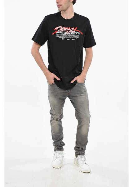 Tricouri Diesel Crew Neck Ddd T-Shirt With Embossed Print Black Barbati (BM 19238057) 4