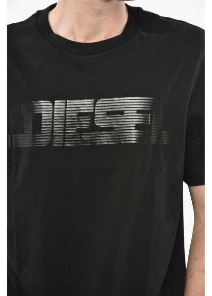 Tricouri Diesel Crew Neck Cotton T-Shirt With Printed Logo Black Barbati (BM 19238060) 3