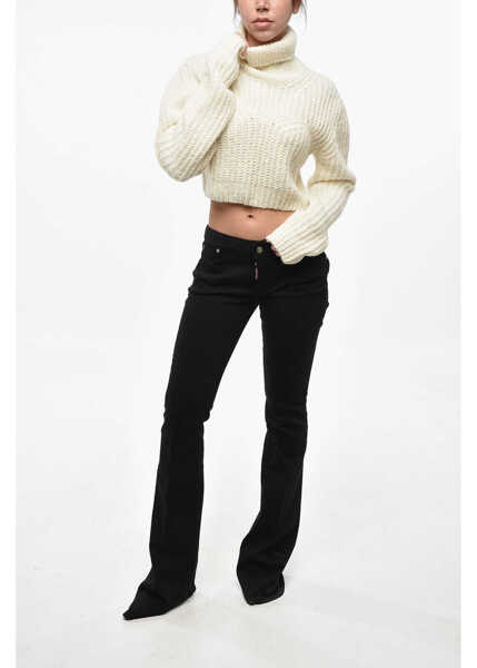 Pulovere DSQUARED2 High-Neck Cropped-Fit Knit White Femei (BM 19238063) 4