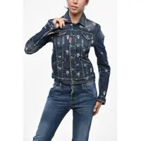 Geci de blugi Denim Boyfriend Jean Jacket With Crystals Femei